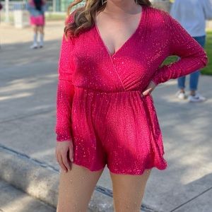 Pink sequin romper
